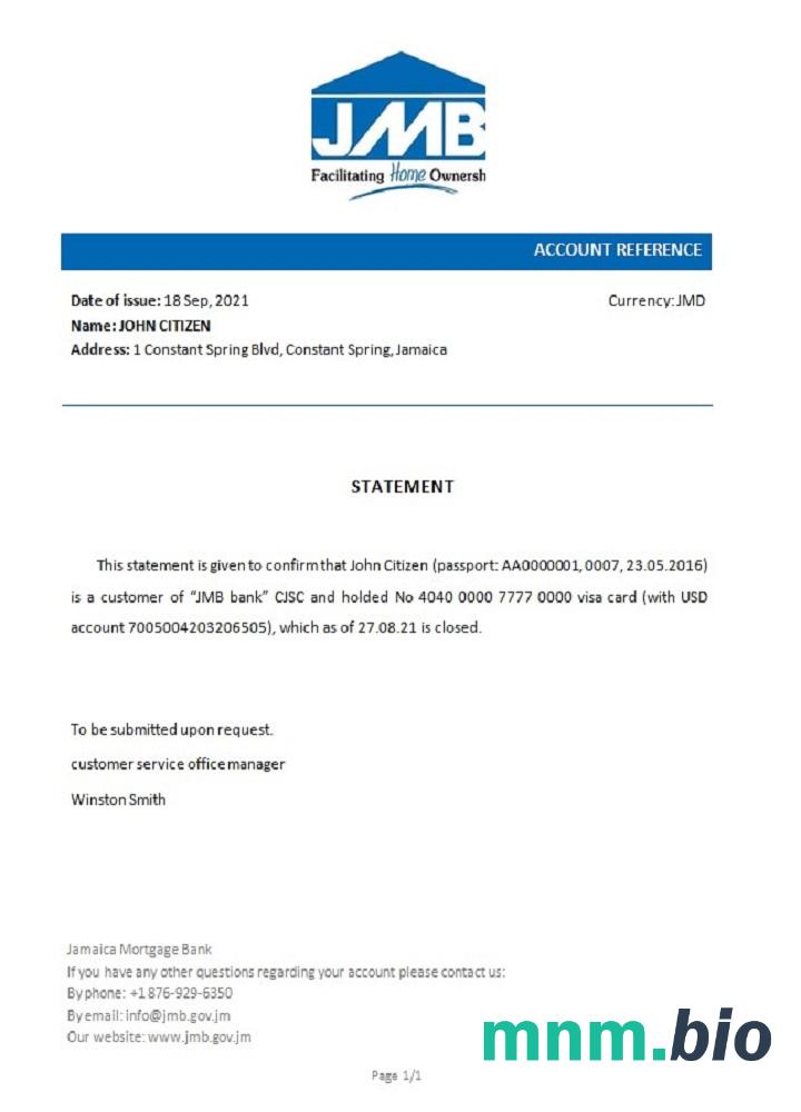 Przykład odniesienia do zamknięcia kredytu hipotecznego na Jamajce w formatach Word i PDF